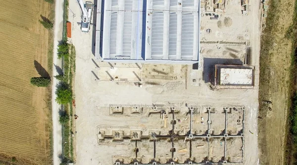 Vista aérea do estaleiro de construção — Fotografia de Stock