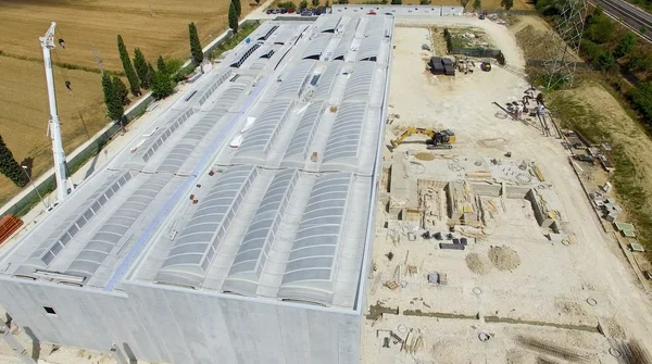 Sitio de construcción del edificio, vista aérea — Foto de Stock