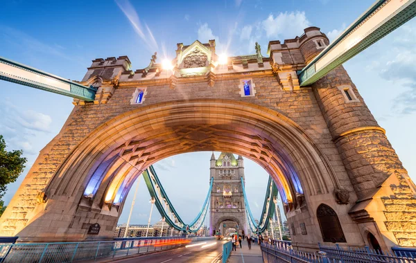 Illuminated Tower Bridge at night, London - UK — Stock Photo, Image