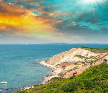 Aquinnah Beach panorama in USA clipart