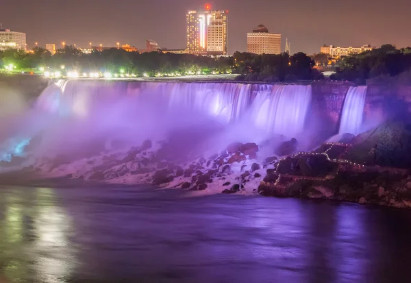 Niagara Falls illuminated at night — Stock Photo, Image