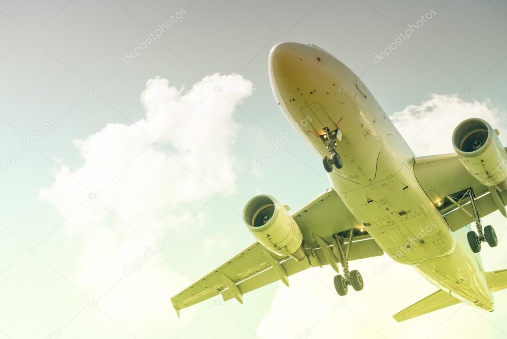 airplane taking off in sky