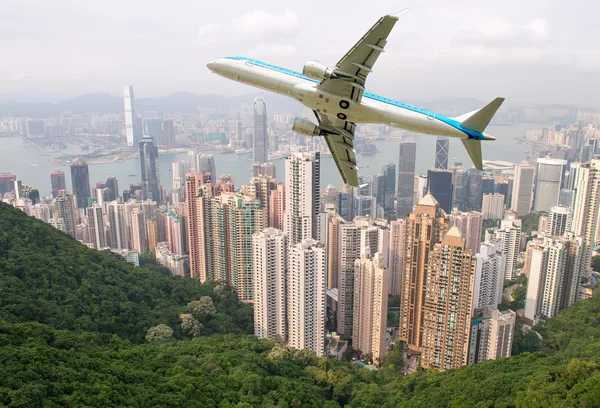 Aereo che sorvola Hong Kong — Foto Stock