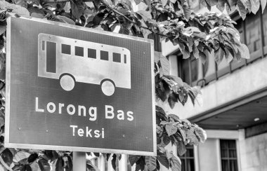 Malezya 'daki Lorong Bas Teksi sokak tabelasına yakın plan, Kuala Lumpur.