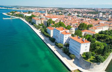 Aerial view of Zadar cityscape along the sea, Croatia.