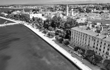 Aerial view of Zadar cityscape along the sea, Croatia.
