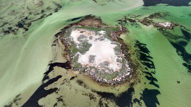 Drone photography of Eagle Bluff near Monkey Mia showing cliffs, beaches, and natural landscape.