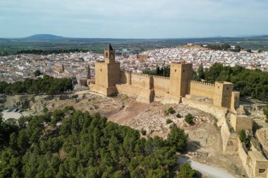 Antequera, Endülüs 'ün havadan görünüşü. Güney İspanya.