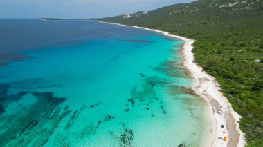 Hırvatistan 'ın Zadar kentindeki Sahil Sakarun hava manzarası.