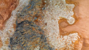 Myvatn, İzlanda. Hver - Namafjall Jeotermal Alanındaki Kaplıcaların Hava Görünümü.