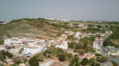 Arcos de la Frontera 'nın hava manzarası, Güney İspanya.