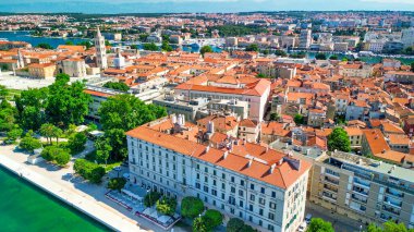 Aerial view of Zadar cityscape along the sea, Croatia.