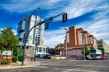 Vancouver Adası, Kanada - 14 Ağustos 2017: Güneşli bir günde Victoria Binaları.