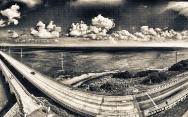 Interstate and bridge across Keys Islands, Florida aerial view.