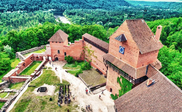 Aerial view of Turaida Castle during Golden Hours, Sunset Time, Sigulda, Latvia