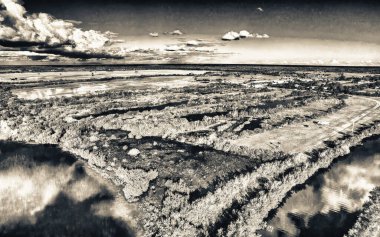 Everglades Ulusal Parkı, Florida - Gün batımında panoramik hava manzarası.