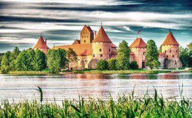 Trakai Island Castle Museum in the summer season. Trakai village, Lithuania.