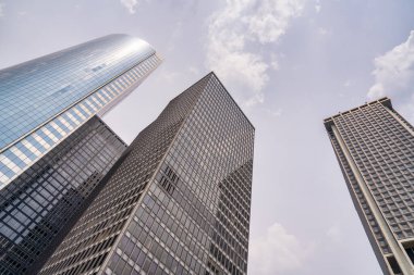New York 'taki Battery Park City binaları modern mimari ve şehir silueti ile.