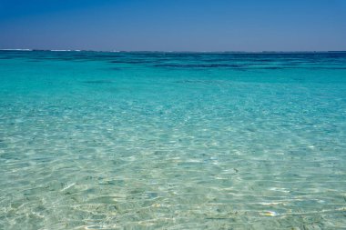 Turquoise Körfezi Batı Avustralya 'nın sakin kıyı manzarası güneşli gökyüzünün altında pırıl pırıl temiz su içerir..