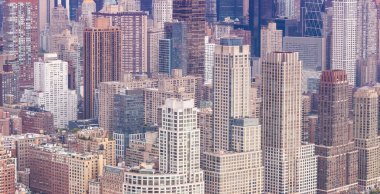 midtown Manhattan'ın helikopterden görüldüğü gibi