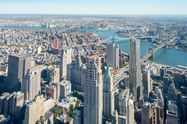 New York City skyline. Buildings and skyscrapers panorama. USA
