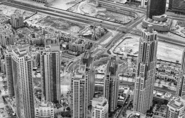 Dubai, Birleşik Arap Emirlikleri Hava manzarası. Siyah beyaz görünümü