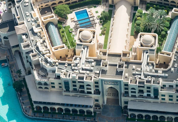 Vista aérea de Dubai, Emirados Árabes Unidos. skyline cidade de ponto de vista elevado — Fotografia de Stock