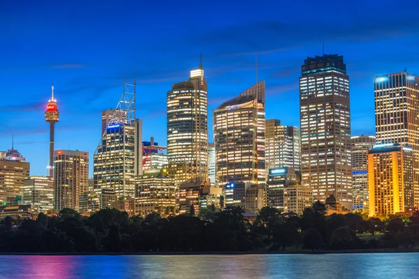 Sydney beautiful night skyline from Farm Cove — Stock Photo, Image
