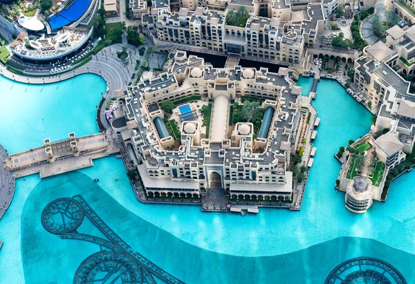 Panoramisch luchtfoto van cityscape Dubai, Verenigde Arabische Emiraten — Stockfoto