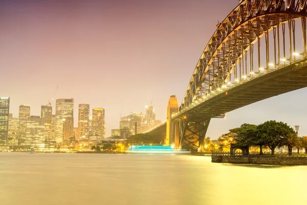 Sydney Harbour noite Panorama — Fotografia de Stock