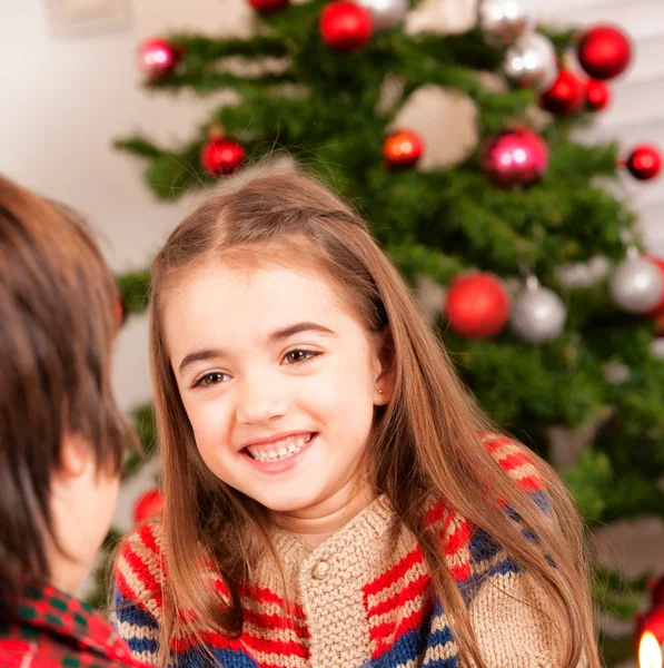 Brother and sister on Christmas — Stock Photo, Image