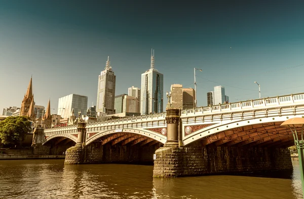 Melbourne, Victoria - Australien. Vackra stadssilhuetten — Stockfoto