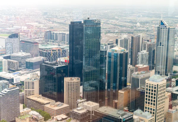 MELBOURNE - NOVEMBER 20, 2015: Aerial view of city skyline. Melb — Stock Photo, Image