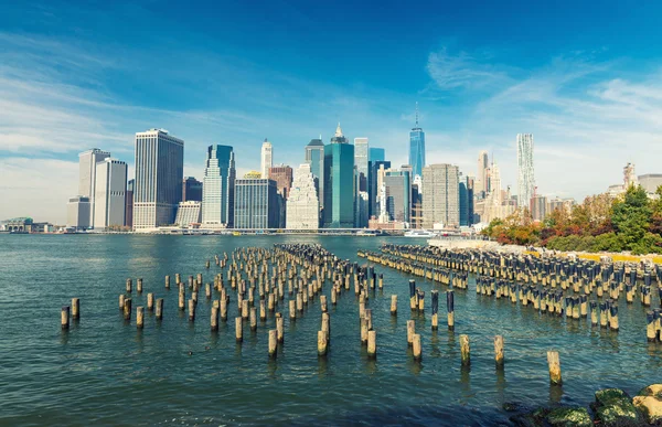 Skyline del Bajo Manhattan desde Brooklyn —  Fotos de Stock