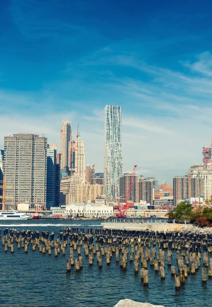 Lower Manhattan skyline from Brooklyn — Stock Photo, Image