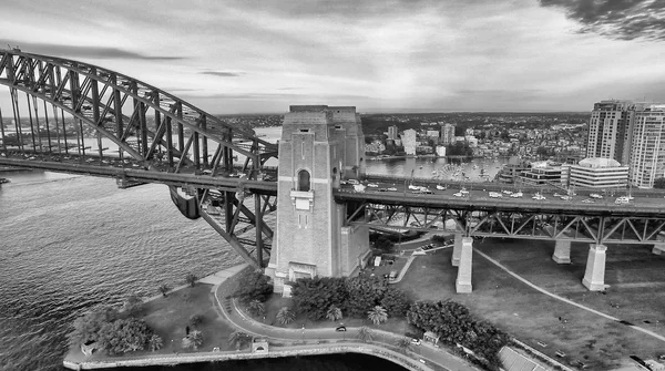 Vista aérea em preto e branco do Porto de Sydney, Austrália — Fotografia de Stock