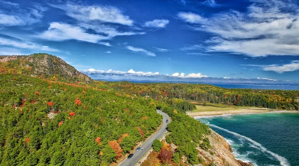 Belles couleurs de feuillage New england. Vue aérienne de l'oeil d'oiseau — Photo