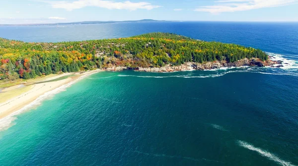 Panorama of autumn Maine island coast — Stock Photo, Image