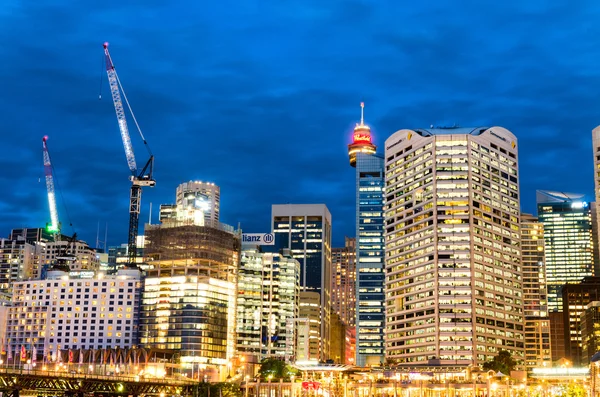 Sydney - 15 oktober 2015: Lichten van Darling Harbour. Sydney is — Stockfoto