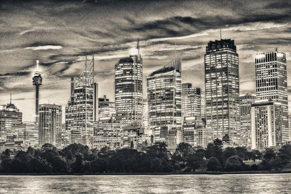 Splendido skyline notturno di Sydney, Australia — Foto Stock