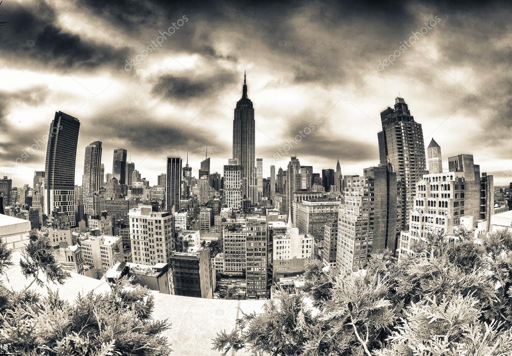 Manhattan skyline from rooftop