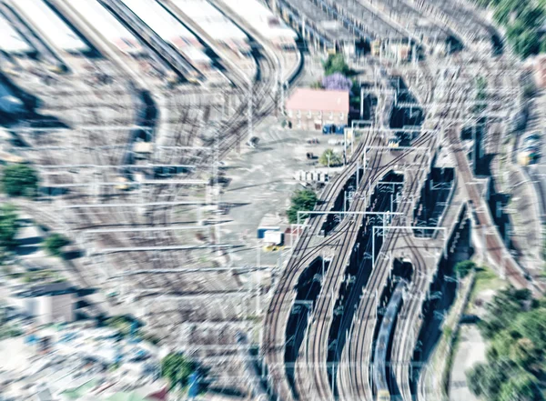 Luchtfoto van de stad grote treinstation — Stockfoto