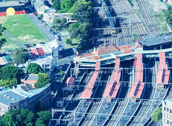 Sydney tren istasyonunun havadan görünümü — Stok fotoğraf