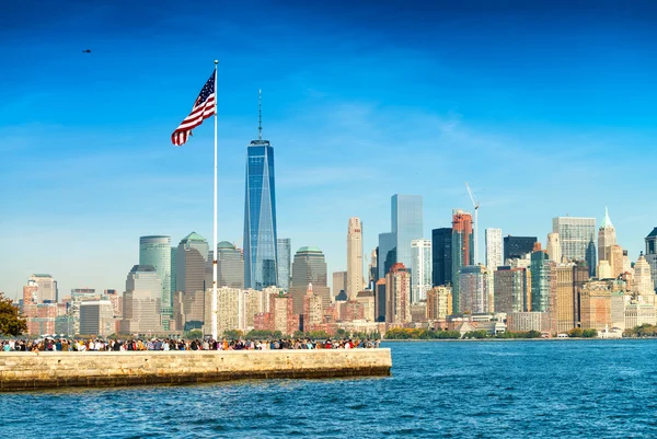 Lower Manhattan from Liberty Island — Stock Photo, Image