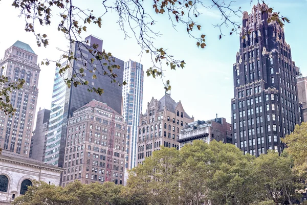 Downtown Manhattan skyscrapers — Stock Photo, Image