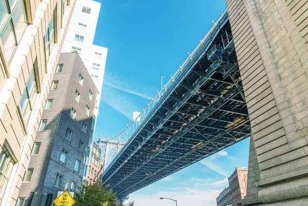 Manhattan Bridge View vanuit Brooklyn, New York City — Stockfoto