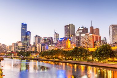 Melbourne - 17 Ekim 2015: Şehir manzarası güzel bir gün. T