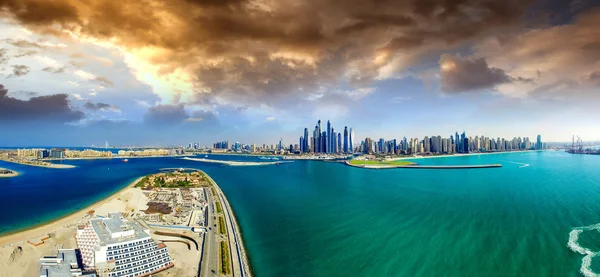 Palm Jumeirah, Palm Island, Dubai, Emirados Árabes Unidos. Aviação — Fotografia de Stock