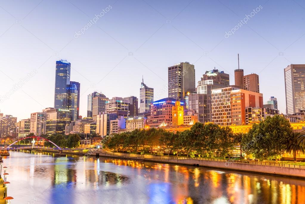 MELBOURNE - OCTOBER 17, 2015: City skyline on a beautiful day. T