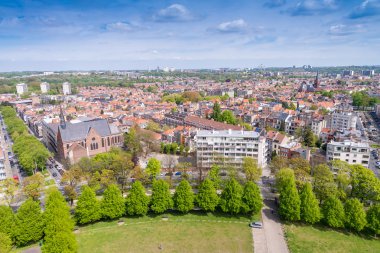 Brüksel, şehir binaları ile havadan görünümü